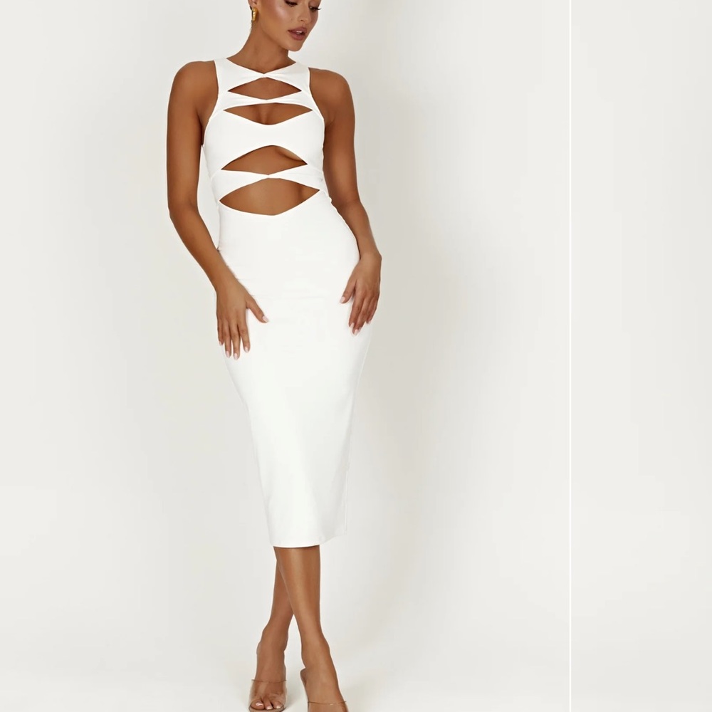 Meshki Chloe Cutout White Maxi Dress